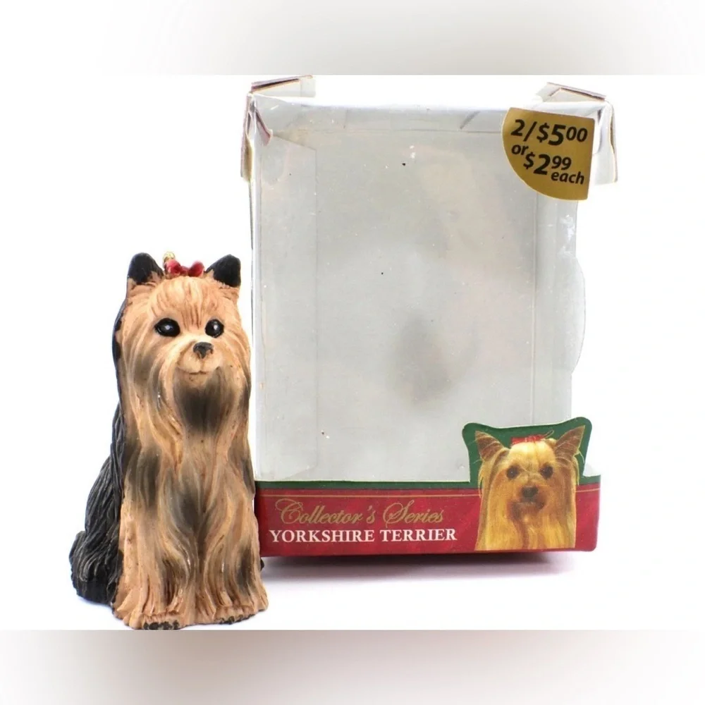 Yorkie Dog Ornament Vintage Figurine Pet Lover Christmas Decor Holiday Gifts